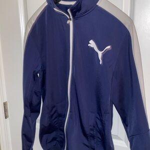 Puma zip up sweater 
Navy and White